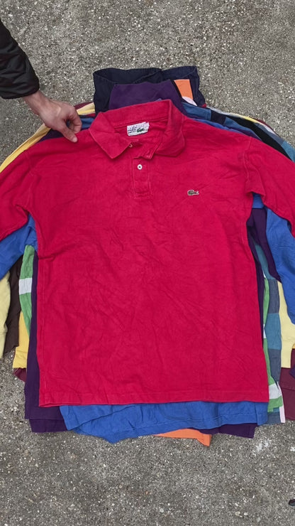 BOX VINTAGE - x25 MIX POLO MANCHES LONGUES RALPH LAUREN, TOMMY & LACOSTE